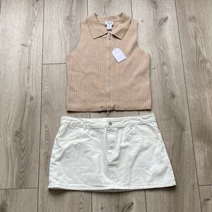 Song of Style By Aimee Song Skirt Top Set NWT Women’s XL Cream Tank White Skirt